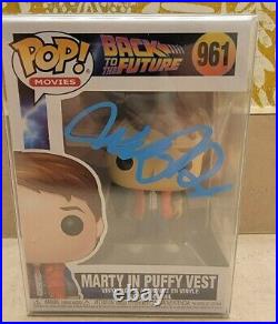 Back to the Future signed Funko Pop Set Marty, Doc Brown, Biff RARE with COA
