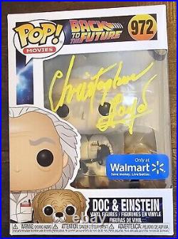 Christopher Lloyd signed Doc and Einstein Back to the Future Funko Pop #972