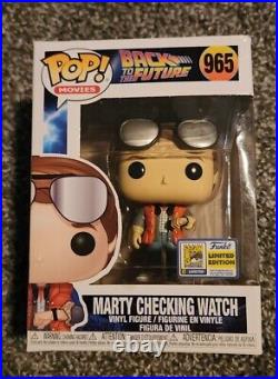 Funko POP! Movies Marty Checking Watch #965 Rare 2020 SDCC Sticker Box Dmg