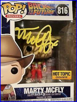Michael J. Fox Autographed Marty McFly Funko Pop Figurine #816- JSA W Yellow