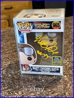 Michael J. Fox Autographed signed Marty s Funko Pop checking watch #965 COA