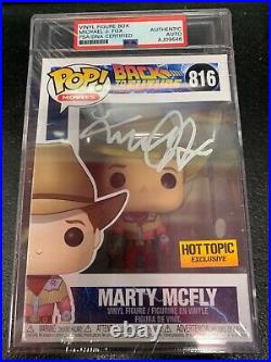 Michael J Fox PSA Slabbed Certified Signed Funko Pop Limited Cowboy Marty HT