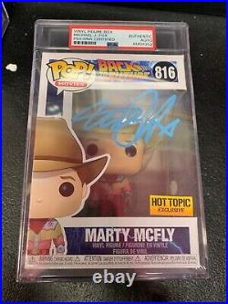Michael J Fox PSA Slabbed Certified Signed Funko Pop Limited Cowboy Marty HT B