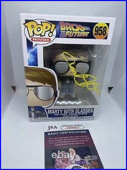 Michael J. Fox Signed Back To The Future Marty With Glasses Funko Pop #958 JSA
