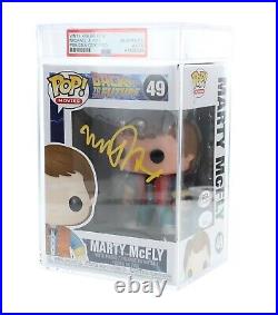 Michael J. Fox Signed Back to the Future Funko Pop #49 Marty McFly PSA Slabbed