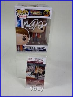 Michael J. Fox Signed Back to the Future Marty McFly Funko Pop 961 JSA Witnessed
