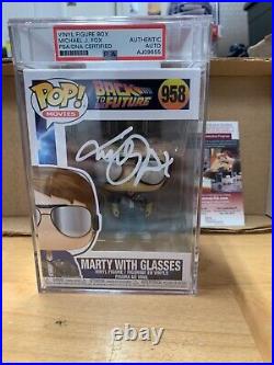 Michael J Fox Signed Funko Pop PSA Slabbed Certified #958 Marty with Glasses C