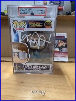 Michael J Fox Signed Funko Pop PSA Slabbed Certified #958 Marty with Glasses D