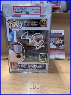Michael J Fox Signed Funko Pop PSA Slabbed Certified #965 Marty checking Watch B
