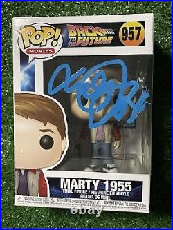 Michael J Fox Signed funko pop Marty Mcfly 1955 Skateboard 957 BTTF Christopher